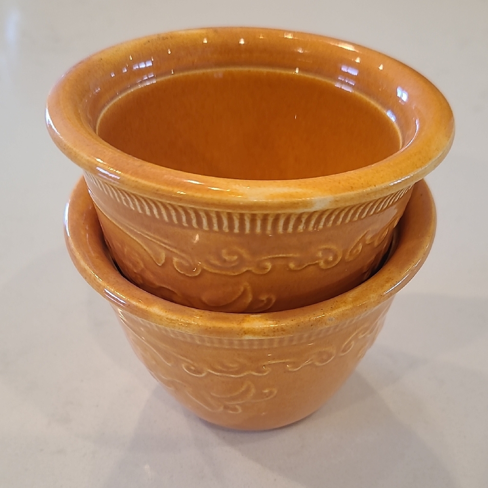 Set of Two Orange  Homer Laughlib Ceramic Bowls